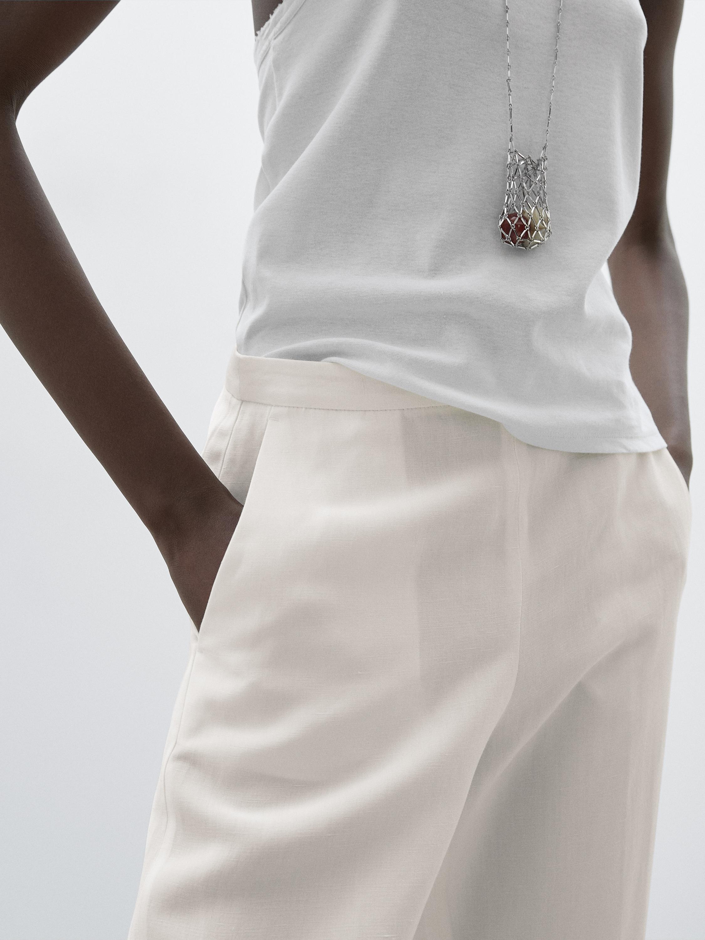 Pantalon lin droit et fluide